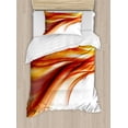 thumbnail image 1 of Abstract Duvet Cover Set, Modern Contemporary Abstract Smooth Lines Blurred Smock Art Flowing Rays Print, Decorative 2 Piece Bedding Set with 1 Pillow Shams, Twin Size, Orange Red, by Ambesonne, 1 of 3