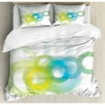 thumbnail image 1 of Abstract Duvet Cover Set, Modern and Cool Design with Big and Small Ombre Circles Art Print, Decorative 3 Piece Bedding Set with 2 Pillow Shams, Queen Size, Blue White and Yellow, by Ambesonne, 1 of 3