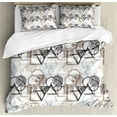 thumbnail image 1 of Abstract Duvet Cover Set, Modern Pattern with Triangles Squares Plygons Circles Grunge Composition, Decorative 3 Piece Bedding Set with 2 Pillow Shams, Queen Size, Grey Black Cocoa, by Ambesonne, 1 of 3