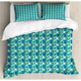 thumbnail image 1 of Abstract Duvet Cover Set, Modernistic Funny Pattern with Quirky Doodle Shapes and Lines, Decorative 3 Piece Bedding Set with 2 Pillow Shams, Calking Size, Sea Blue Apple Green, by Ambesonne, 1 of 3