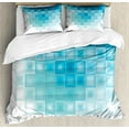 thumbnail image 1 of Abstract Duvet Cover Set, Mosaic Style Soft Toned Fractal Square Shapes with Charming Effects Image Print, Decorative 3 Piece Bedding Set with 2 Pillow Shams, Queen Size, Aqua Sky Blue, by Ambesonne, 1 of 3