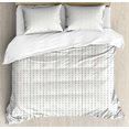 thumbnail image 1 of Abstract Duvet Cover Set, Nostalgic Repeating Pattern with Tiny Squares on Vertical Lines, Decorative 3 Piece Bedding Set with 2 Pillow Shams, Calking Size, Off White Multicolor, by Ambesonne, 1 of 3