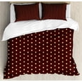 thumbnail image 1 of Abstract Duvet Cover Set, Old Fashioned Retro Polka Dots Motif Feminine Fashion Repeating Rounds Print, Decorative 3 Piece Bedding Set with 2 Pillow Shams, Queen Size, Brown Beige, by Ambesonne, 1 of 3