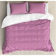thumbnail image 1 of Abstract Duvet Cover Set, Ornamental Design of Round Motifs Placed in Rhombus Feels, Decorative 3 Piece Bedding Set with 2 Pillow Shams, Queen Size, Pale Yellow Purple, by Ambesonne, 1 of 3