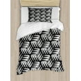 thumbnail image 1 of Abstract Duvet Cover Set, Pattern of Irregular Pointy Shapes Striped Elements Monochrome Scene, Decorative 2 Piece Bedding Set with 1 Pillow Shams, Twin Size, Charcoal Grey and Pearl, by Ambesonne, 1 of 2