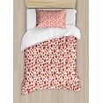 thumbnail image 1 of Abstract Duvet Cover Set, Polka Dots on White Background Bubble Like Design Modern Pattern Print, Decorative 2 Piece Bedding Set with 1 Pillow Shams, Twin Size, Vermilion and White, by Ambesonne, 1 of 3