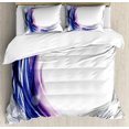 thumbnail image 1 of Abstract Duvet Cover Set Queen Size, Cool Artistic Wave like Ombre Design with Vibrant Color Dots Artwork, Decorative 3 Piece Bedding Set with 2 Pillow Shams, Purple Blue and White, by Ambesonne, 1 of 3