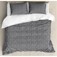 thumbnail image 1 of Abstract Duvet Cover Set Queen Size, Geometric Pattern of Small Triangles over Grey Spotty Backdrop Geometric Details, Decorative 3 Piece Bedding Set with 2 Pillow Shams, Grey White, by Ambesonne, 1 of 3