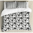 thumbnail image 1 of Abstract Duvet Cover Set Queen Size, Hand Drawn Circular Doodle Lines Dots Swirls Pattern Monochrome Simplistic Design, Decorative 3 Piece Bedding Set with 2 Pillow Shams, Black White, by Ambesonne, 1 of 3