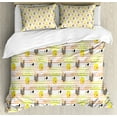 thumbnail image 1 of Abstract Duvet Cover Set Queen Size, Horizontal Brush Stroke Lines with Leaves Exotic Illustration Summer Season Vibes, 3 Piece Bedding Set with 2 Pillow Shams, Multicolor, by Ambesonne, 1 of 3