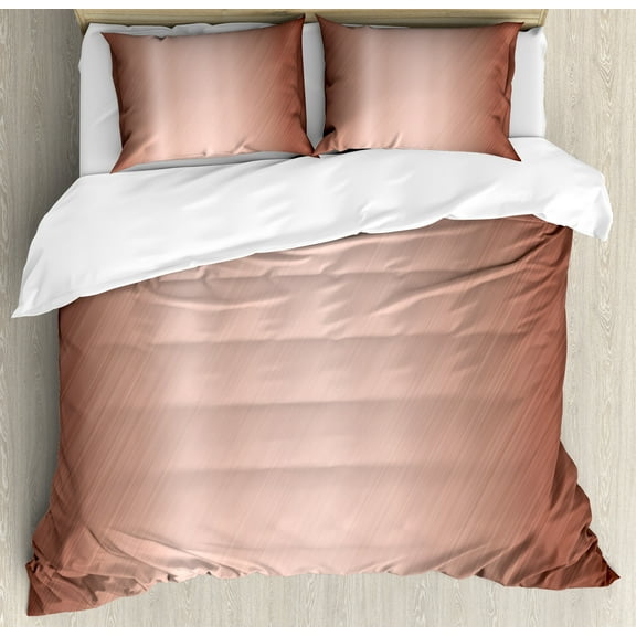 Abstract Duvet Cover Set, Abstract Smooth Surface Image Diagonal Lines with Ombre Details, Decorative 3 Piece Bedding Set with 2 Pillow Shams, Queen Size, Dried Rose Blush, by Ambesonne