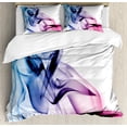 thumbnail image 1 of Abstract Duvet Cover Set, Surreal Art Colorful Smoke Flow Swirl Contemporary Print, Decorative 3 Piece Bedding Set with 2 Pillow Shams, Queen Size, Fuchsia Blue, by Ambesonne, 1 of 3