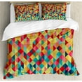 thumbnail image 1 of Abstract Duvet Cover Set, Triangle Formed Fractal Geometric with Aztec Culture Effects Western Print, Decorative 3 Piece Bedding Set with 2 Pillow Shams, Queen Size, Multicolor, by Ambesonne, 1 of 3