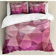 thumbnail image 1 of Abstract Duvet Cover Set, Triangle Style Entertainment Geometric Shapes Monochromic Illustration, Decorative 3 Piece Bedding Set with 2 Pillow Shams, Queen Size, Rose Dried Rose Pink, by Ambesonne, 1 of 3