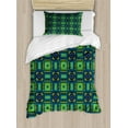 thumbnail image 1 of Abstract Duvet Cover Set, Tribal Geometric Pattern with Triangle Rhombus and Circular Shapes Art, Decorative 2 Piece Bedding Set with 1 Pillow Shams, Twin Size, Green and Petrol Blue, by Ambesonne, 1 of 3
