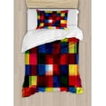 thumbnail image 1 of Abstract Duvet Cover Set Twin Size, Halftoned Colorful Mosaic Pattern Squares Digital Like Effect Tile Grid Print, Decorative 2 Piece Bedding Set with 1 Pillow Sham, Multicolor, by Ambesonne, 1 of 3