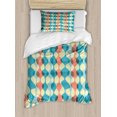 thumbnail image 1 of Abstract Duvet Cover Set Twin Size, Vertical Arrangement with Vintage Colors Retro Fifties Curved Stripes Pattern, Decorative 2 Piece Bedding Set with 1 Pillow Sham, Multicolor, by Ambesonne, 1 of 3
