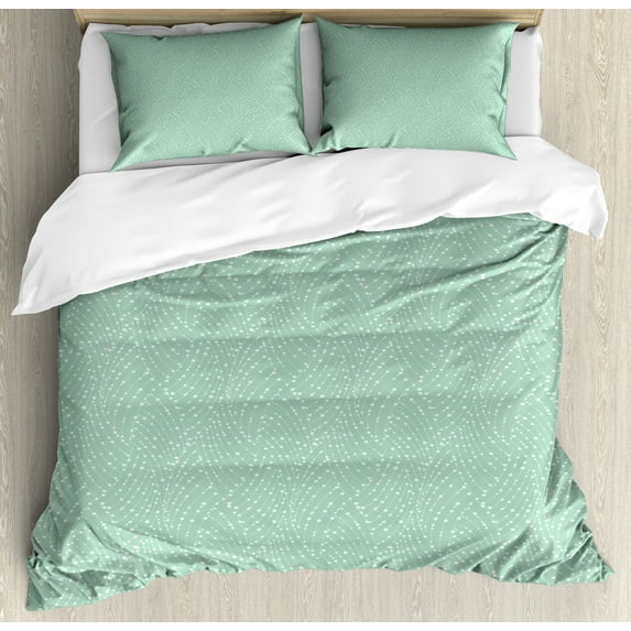 Abstract Duvet Cover Sets, Repetitive Design Geometric Points Lines Braided Look Pattern, Bedding Set 2 Duvet Covers & 4 Pillowcases, 2 Pack Cal King Size, Almond Green and Mint Green, by Ambesonne
