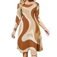 thumbnail image 1 of Abstract Earthy Tone Swirls Art Womens Summer Dress Tie Back A Line Flare Dress, 1 of 9
