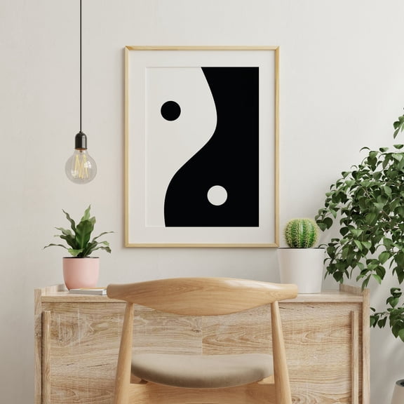 Abstract Eclectic Yin Yang Black and White Trendy Wall Art Poster