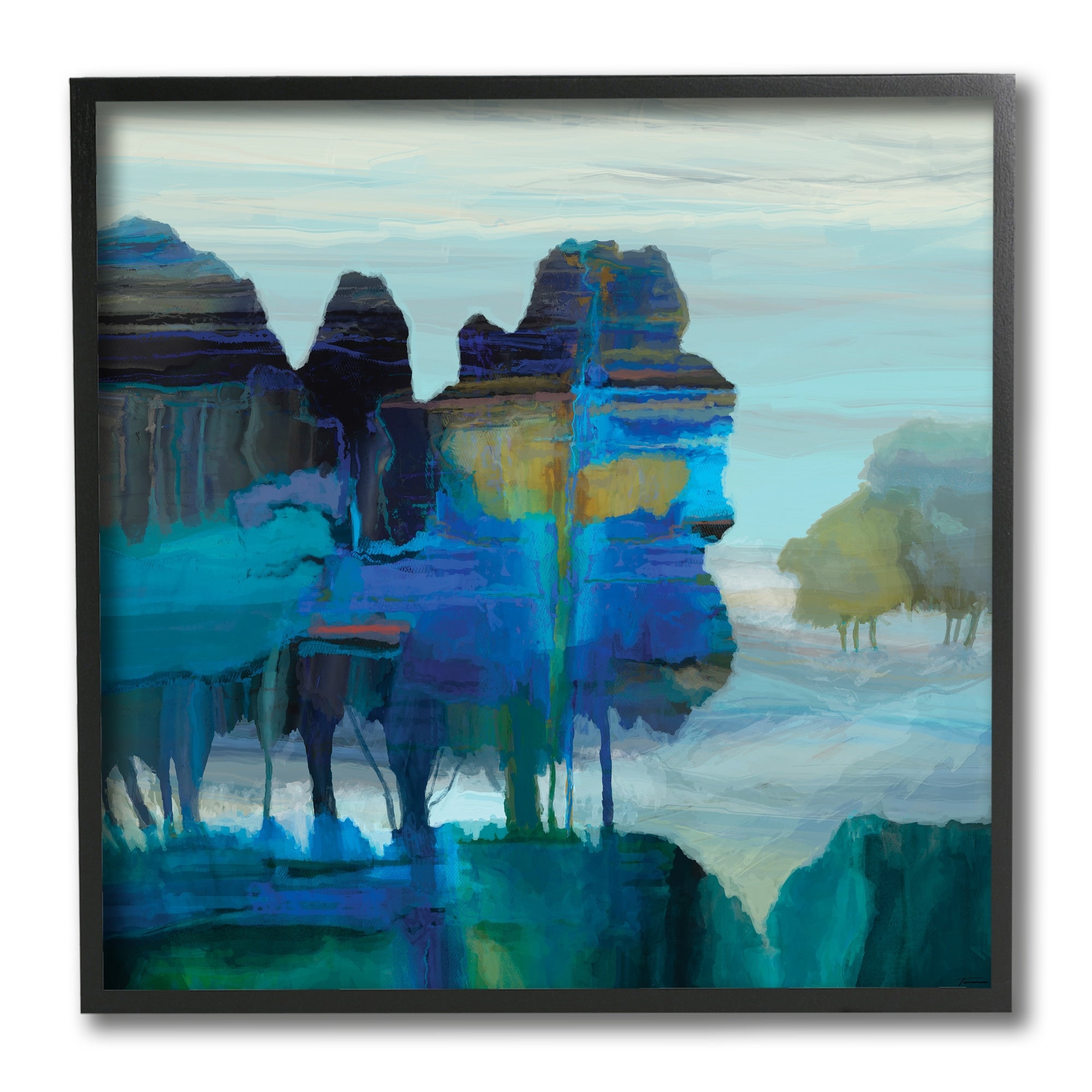 Stupell Industries Abstract Eerie Forest Landscape Blue Brown Trees,12 x 12,Designed by Michael Tienhaara