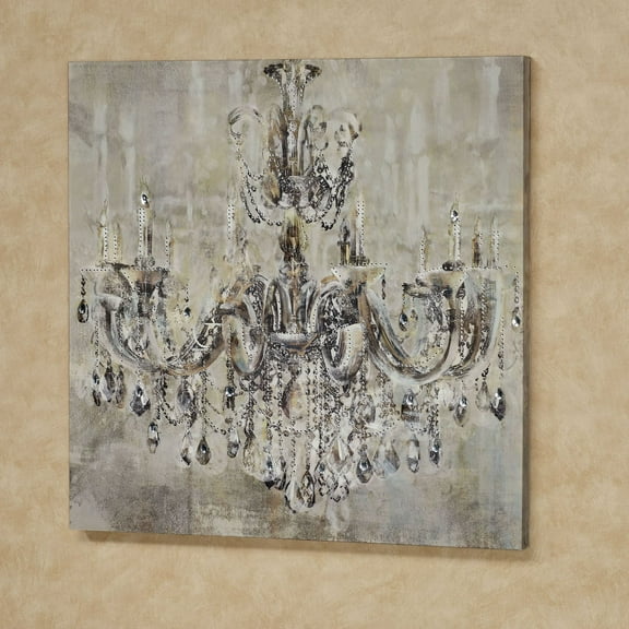 Abstract Elegant Chandelier Giclee Canvas Wall Art Amber, Beige, Gray, Off-white and Black 32"sq