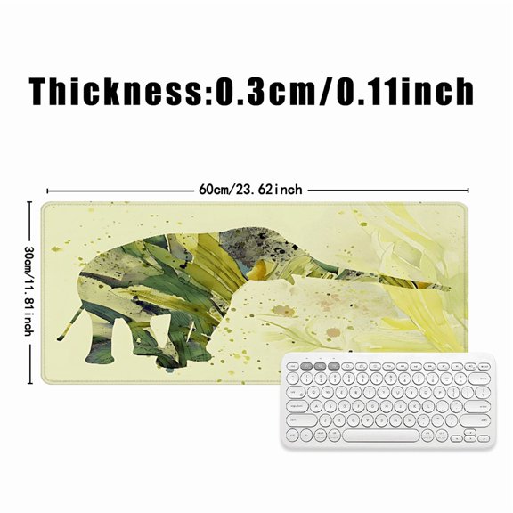 Abstract Elephant Watercolor Mouse Pad 31.5 x 11.82 Inches Rubber Desk Accessory for Office and Home Use