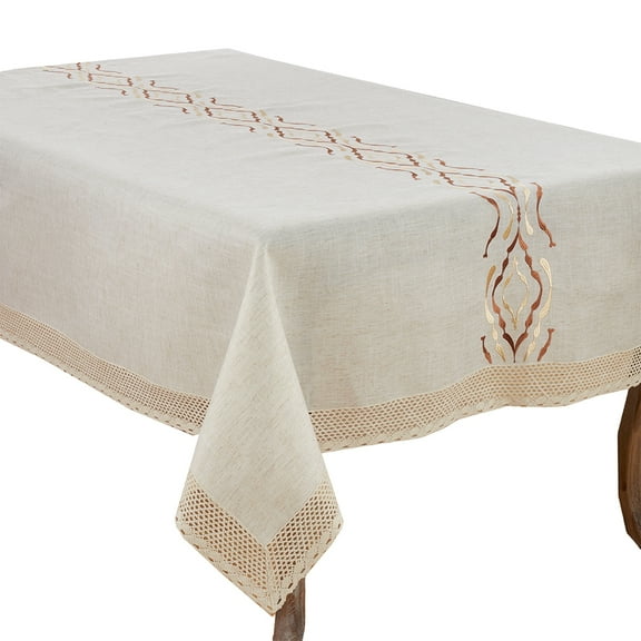 Abstract Embroidery Lace Trim Table Runner, 16"x72" Rectangular