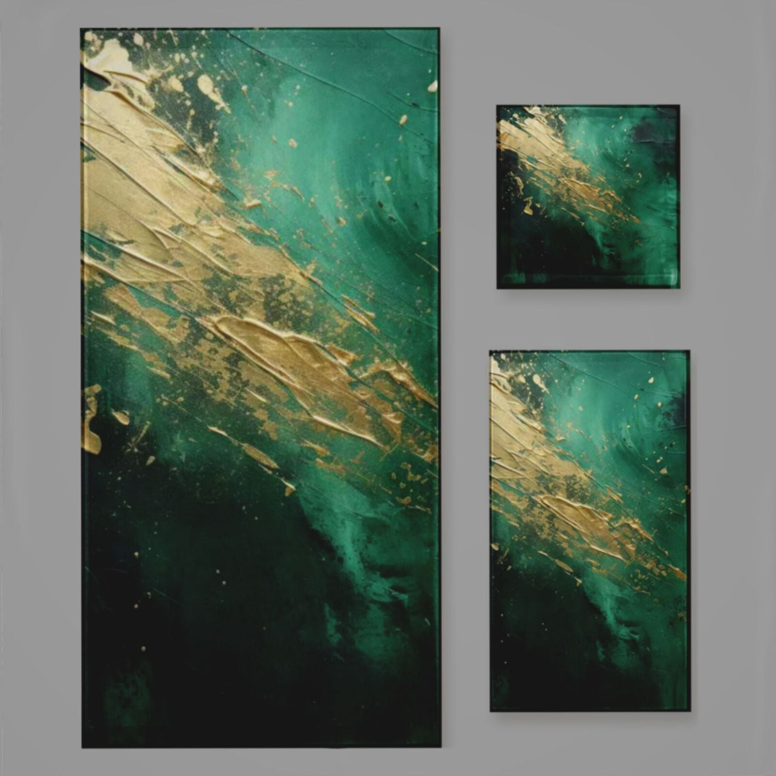 Abstract Emerald Green Gold Art Bath Towel Sets For Bathroom Hand Towels Fingertip Towels 3 Piece Soft Absorbent For Bathroom Kitchen Hotel Beach