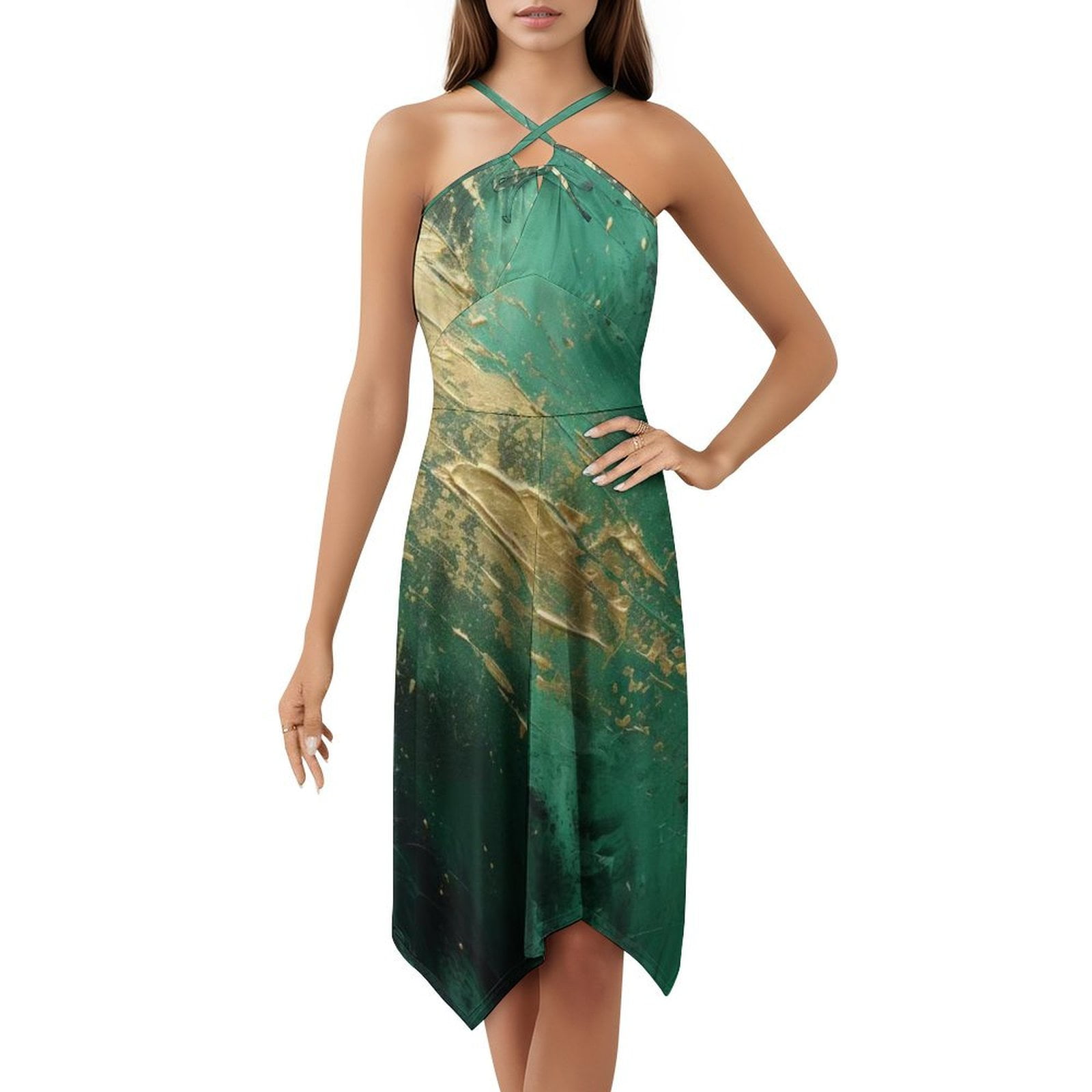 green emerald velvet dress Emerald Sexy Side Slit Silky Mismatched Soft Satin Mermaid Long Brides main image 0
