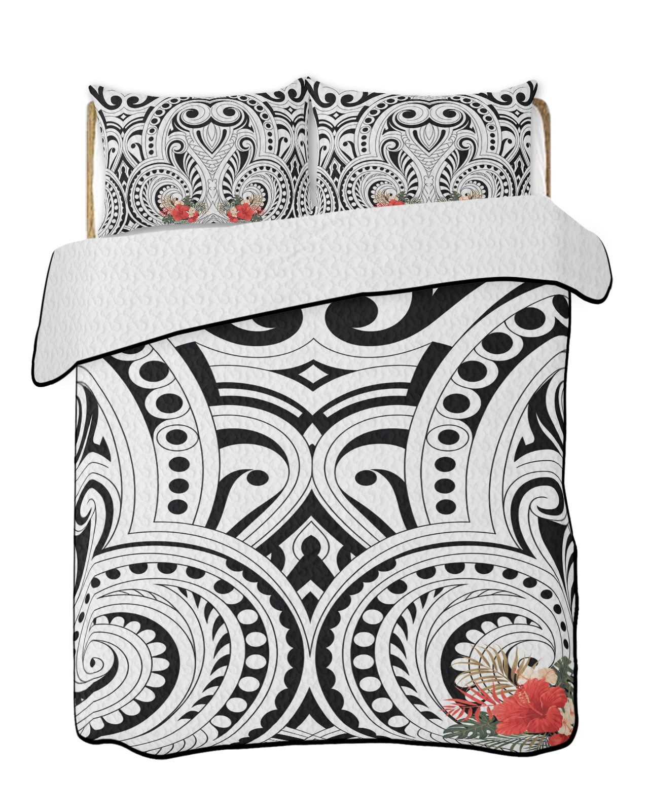 Abstract Ethnic 3 Pieces Quilt Set, 1 Quilt with 2 Shams, Bohemian ...