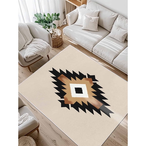 Abstract Ethnic Area Rug for Bedroom 2.7x5 Ft Vintage Black Brown Bohemian Pattern Super Soft fuzzy Throw Rug Non-Slip Fluffy Plush Indoor Floor Carpet for Living Room Nursery Home Decor