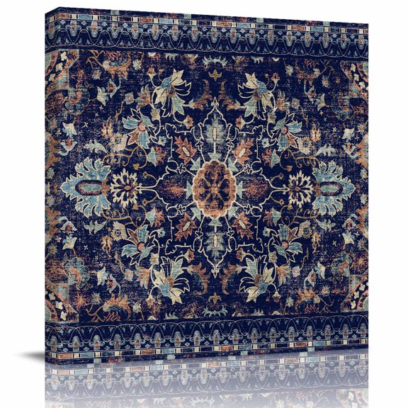 Abstract Ethnic Art Flowers Pattern Canvas Artwork Painting Art, Tribe Geometric Artwork Square Framed Wall Decorations Prints Picture for Bedroom Kitchen Living Room, 8x8 in