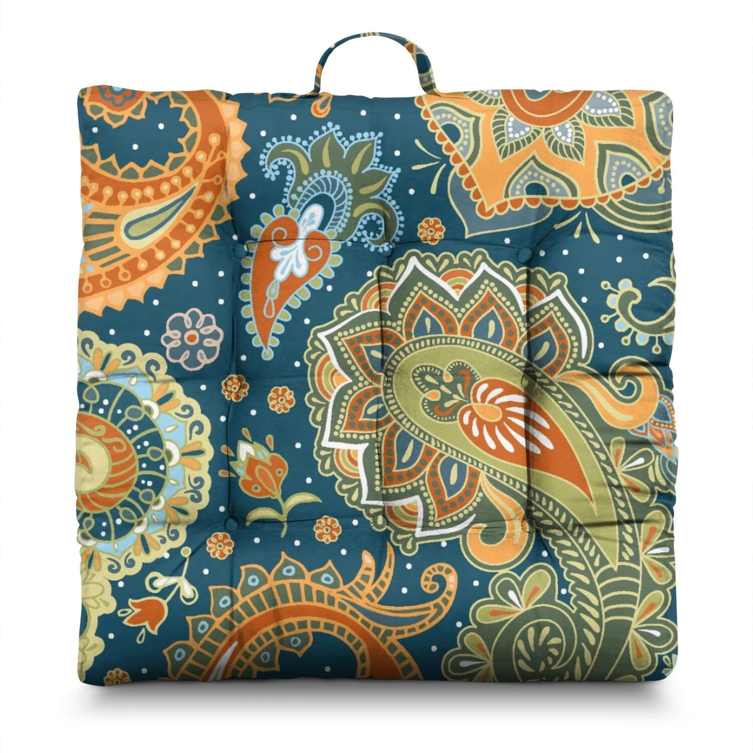 Abstract Ethnic Floor Cushion - Oversized Square Pillow with Artistic ...