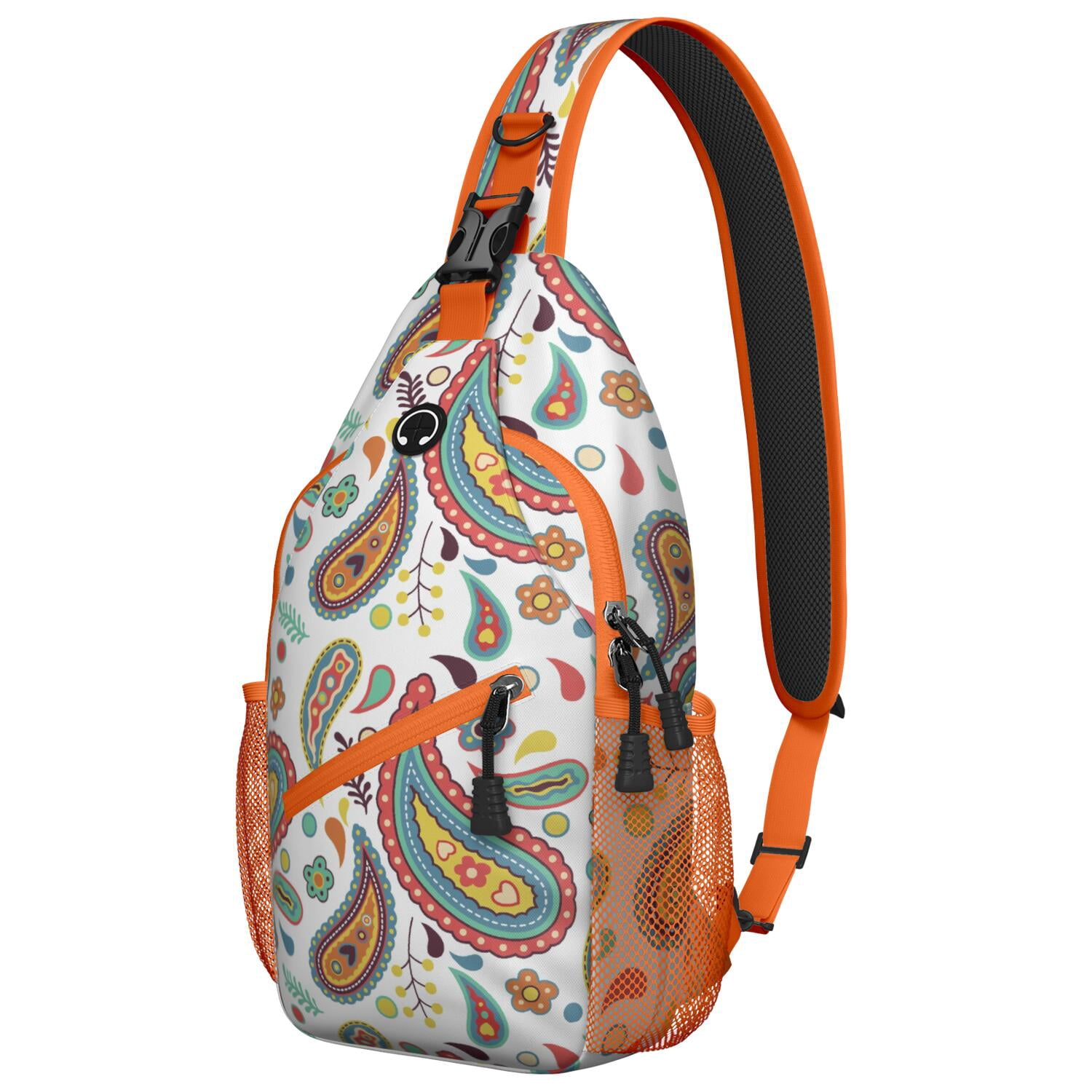 Abstract Ethnic Paisley Sling Bag - Decorative Tribal Chest Bag - Anti-Theft for Urban Commuters