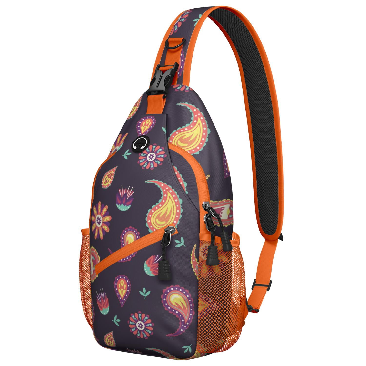 Abstract Ethnic Paisley Sling Bag - Decorative Tribal Chest Bag - Anti-Theft for Urban Commuters