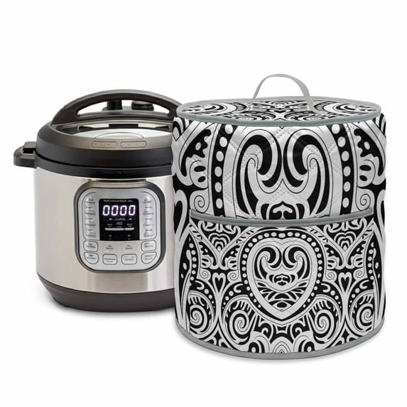 Abstract Ethnic Rice Cooker Cover 8 Quart Boho Geometric Trible Black ...