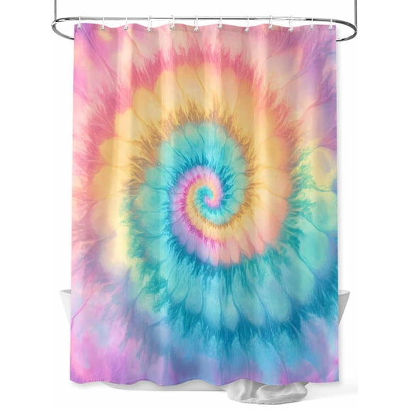 Abstract Ethnic Shower Curtain, Tie Dye Rainbow Bathroom Decor Curtains Set with Hooks, Colorful Waterproof Fabric Home Accessories, 72 X 72 Inch Long