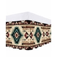 thumbnail image 1 of Abstract Ethnic Style Bed Skirt Queen Size 18" Drop Retro Brown Red Weaving Pattern Ruffled Wrap Around Bed Skirts Adjustable Elastic Bedskirt Dust Ruffle for Queen Size Bed, 1 of 7