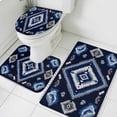 Abstract Ethnic Style Pattern Bathroom Rugs Set Retro Blue Weaving Art ...