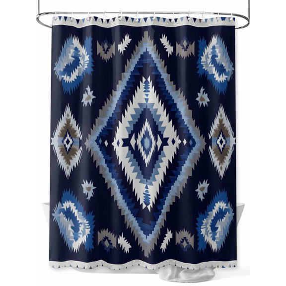 Abstract Ethnic Style Pattern Shower Curtain Set ,Waterproof Fabric Shower Curtains Retro Blue Weaving Art Shower Curtains for Bathroom,Bathroom Decor 60"x72"