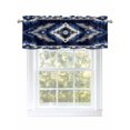 thumbnail image 1 of Abstract Ethnic Style Pattern Valances for Windows Retro Blue White Weaving Art Kitchen Valance Curtain Rod Pocket Small Curtains for Cafe Bathroom Laundry Basement 42" x 12", 1 of 8