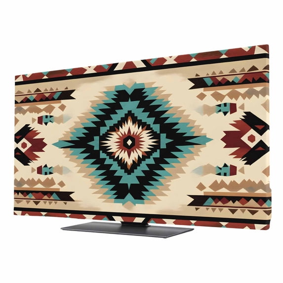 Abstract Ethnic Style TV Dust Cover 40 Inch, Retro Brown Red Weaving ...