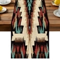 Abstract Ethnic Style Table Runner, Retro Brown Green Weaving Pattern ...