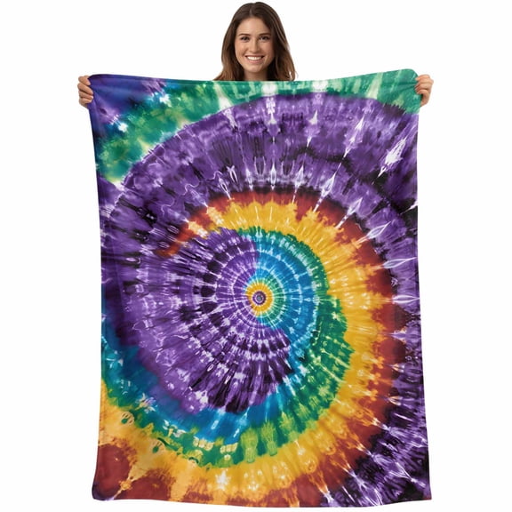Abstract Ethnic Tie Dye Art Throw Blankets, Watercolor Colorful Soft Fleece Blanket Decorative for Home Sofa Couch Chair Living Bedroom, 60x80 inches,
