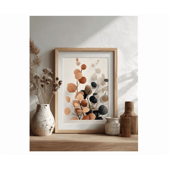 Abstract Eucalyptus Poster Boho Earth Tone Botanical Wall Art - Walmart.com