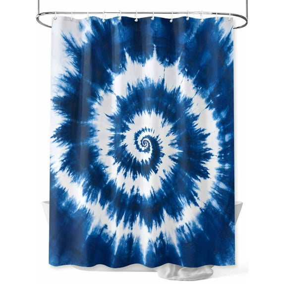 Abstract Explosion Tie Dye Shower Curtain, Blue White Bathroom Decor Curtains Set with Hooks, Waterproof Fabric Home Accessories, Stall 36 X 72 Inch