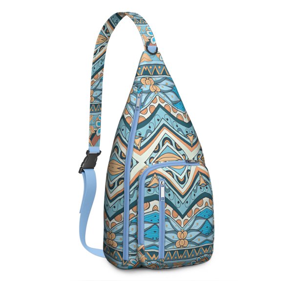 Abstract Expression Sling Backpack - Artistic Geometric Print Crossbody Bag, Durable Hiking Pack