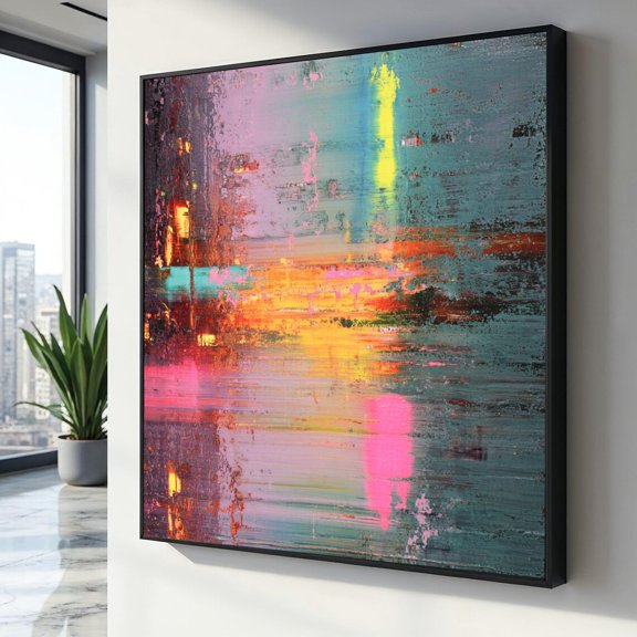 Abstract Expressionism Art Vibrant Colorful Modern Wall Art Decoration Mixed Media Contemporary Home Decor