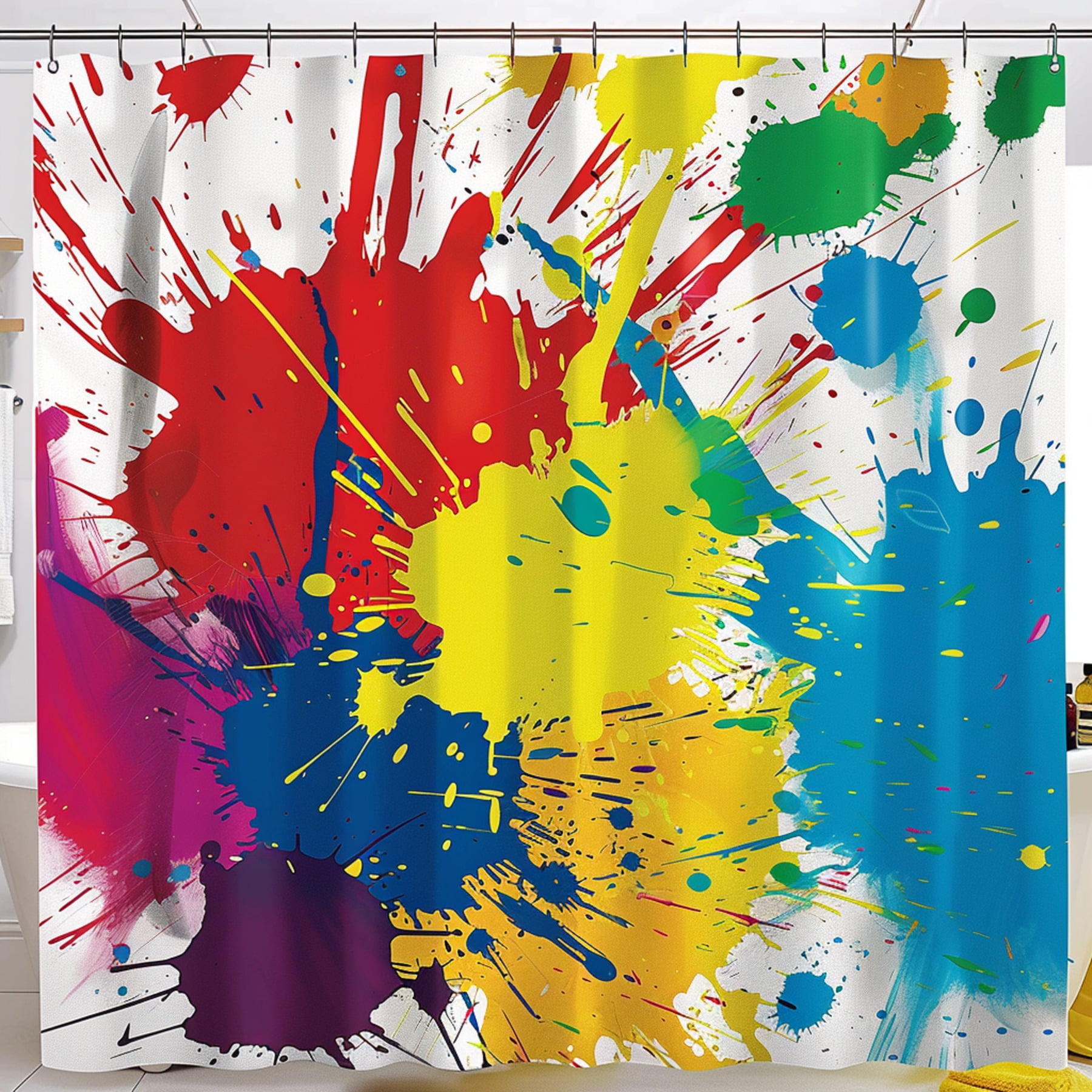 Abstract Expressionism Paint Splatter Shower Curtain Colorful Art
